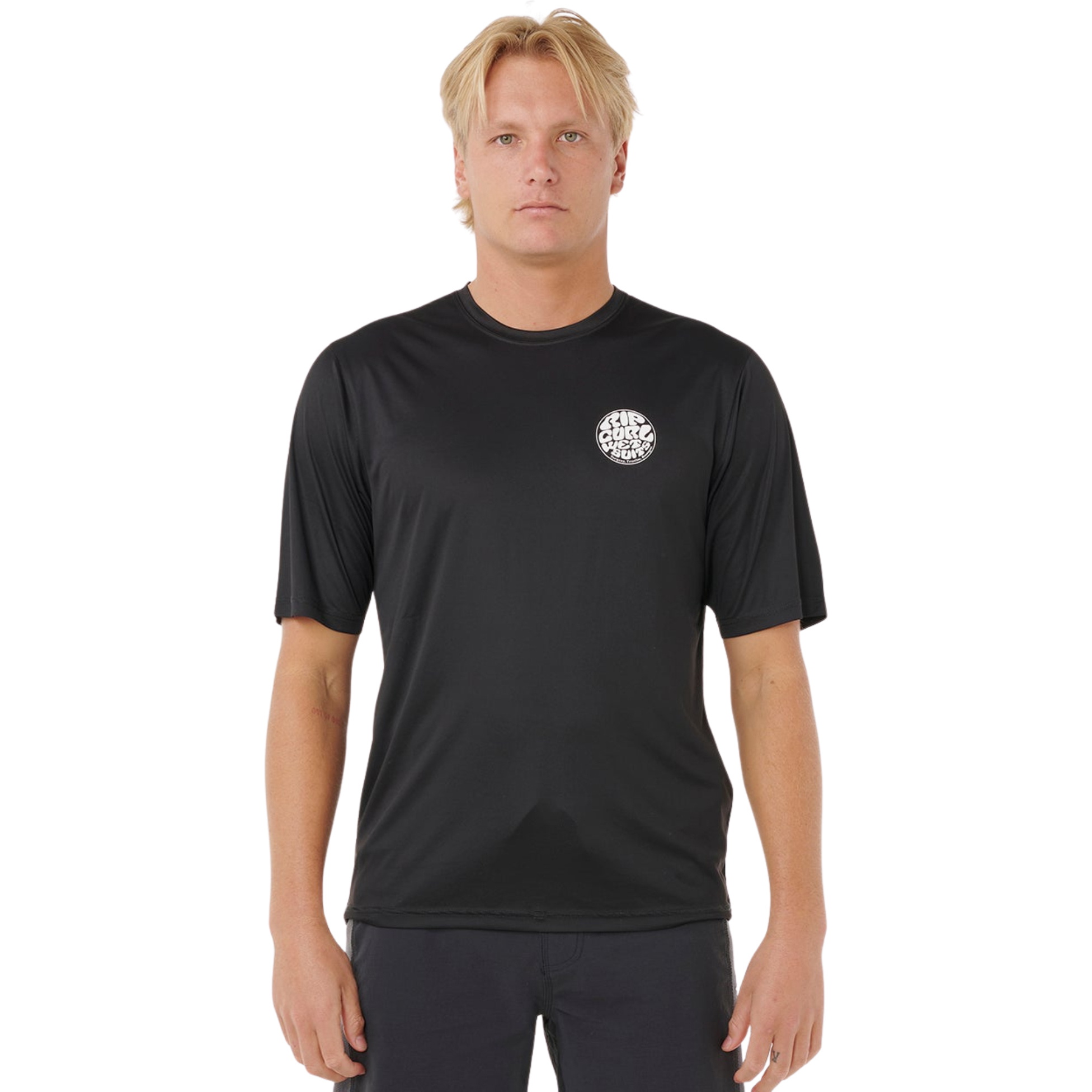 2026 Rip Curl Mens Icons Of Surflite UPF Short Sleeve Rash Vest 163MRV - Black